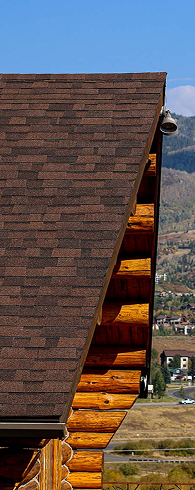 Close-up of shingle roof edge
